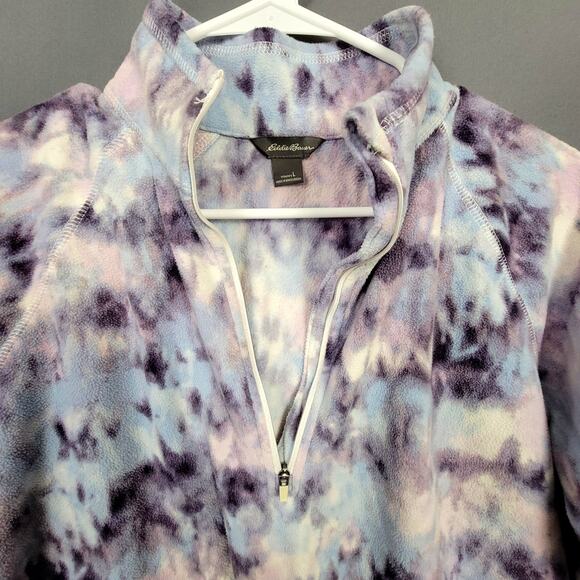 Eddie Bauer Purple Blue Cloud Wash 1/4 Zip Fleece Pullover Mock Neck L - Picture 3 of 8